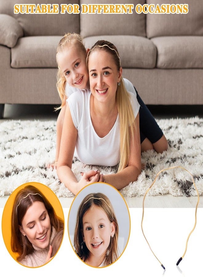 Tyqour 2Pcs Gold Headbands for Women Thin Metal Hair Band Retro Big Wavy Headband Hair Styling Accessories for Women Teen Girls Bridal Wedding - Image 2